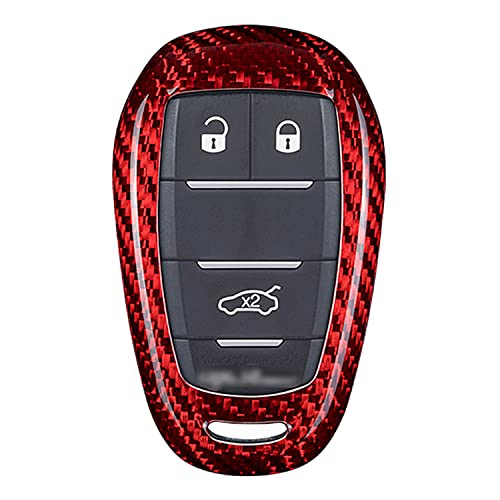 M.jvisun Genuine Carbon Fiber Key Fob Cover For 2017-2022 Alfa Romeo Giulia Stelvio 4C Spider Smart Car Remote Key Fob Case For Men Women - Red #TOP10