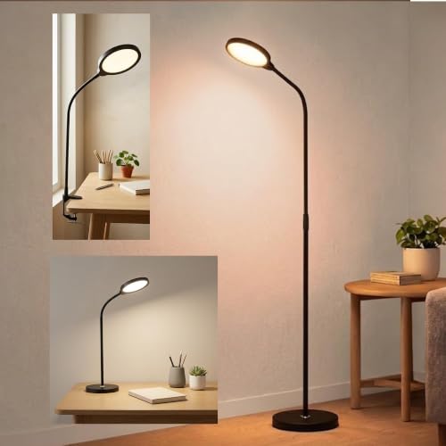 XERGY 12W 3-in-1 Floor, Clamp & Desk Lamp - Versatile, 2 Color Mo...