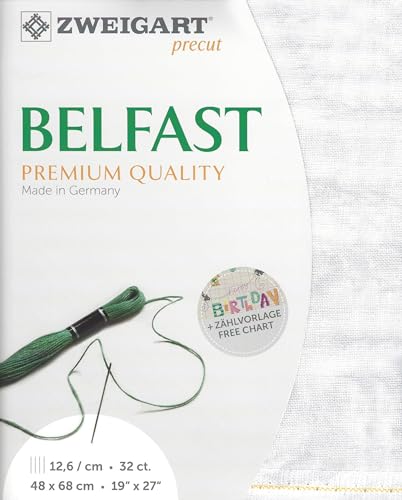 Image of Wizardi Belfast Vintage 32 Count Vintage Marble 3609 /7139. Needlework Canvas, Cross-Stitch Fabric, Embroidery Cloth, Needlepoint Canvas. 100% Linen. Precut Zweigart