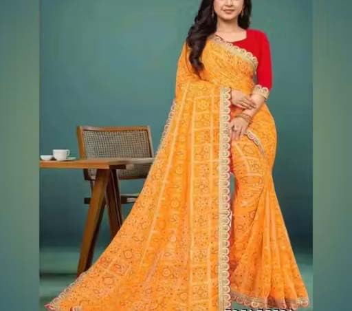 Image of Women's Lahariya Gujarati Jaipuri Bandhani Bandhenj Gharchola Silk Designer 2025- Yellow