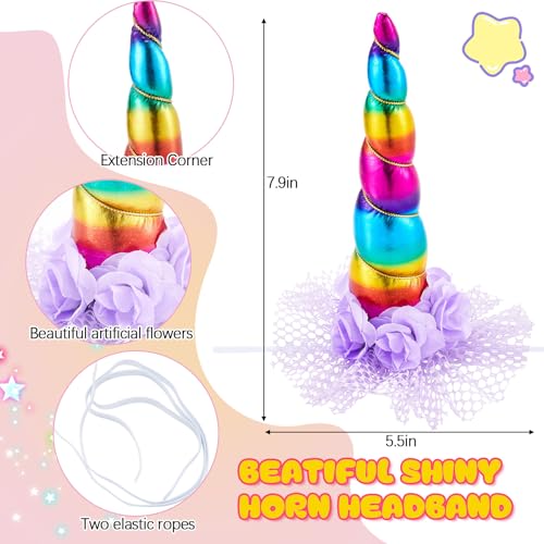 Image of Juexica 23 Pcs Unicorn Horse Costume Horn Hair Extensions Leg Wraps,Purple