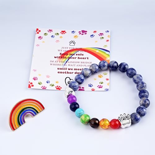 Zenithow Pet Memorial Gifts,Rainbow Bridge Bracelet for Beloved Pets,Cat Memorial Gifts for Loss of Cat, Dog Passing Away Remembrance Sympathy Gift