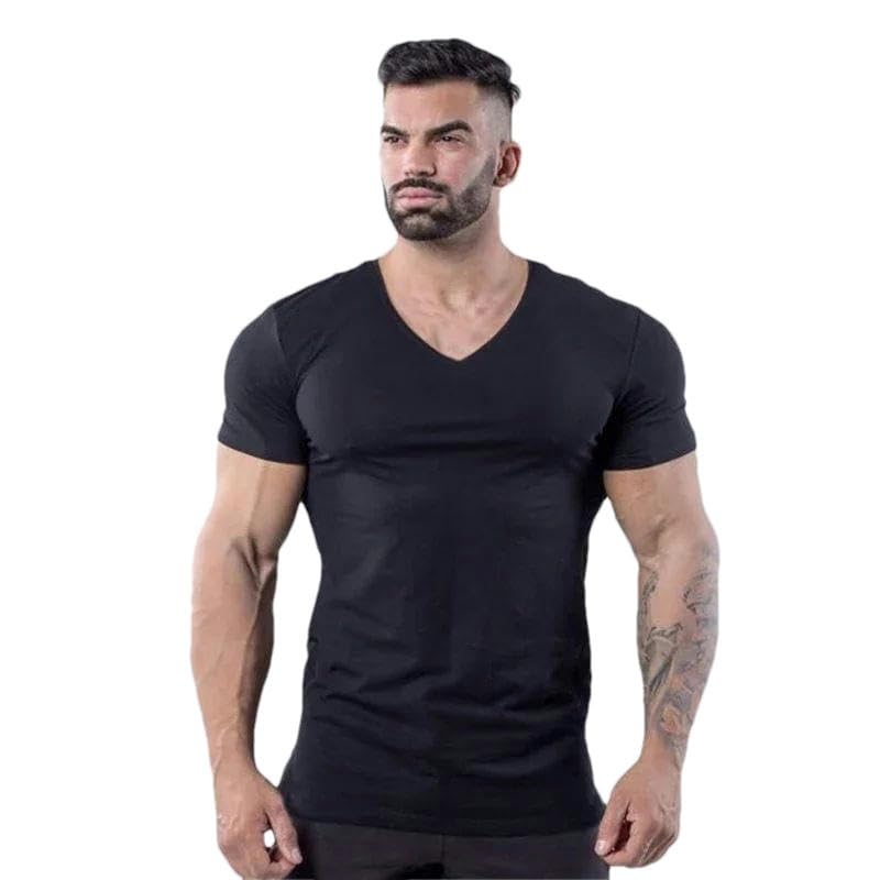 T-shirts à manches courtes pour hommes actifs en coton uni