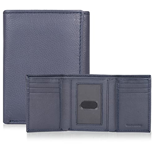 Image of Tri fold Leather Wallet for Men with RFID | Slim Wallets for Men with 1 ID and 6 Credit card slots | Front Pocket Minimalist