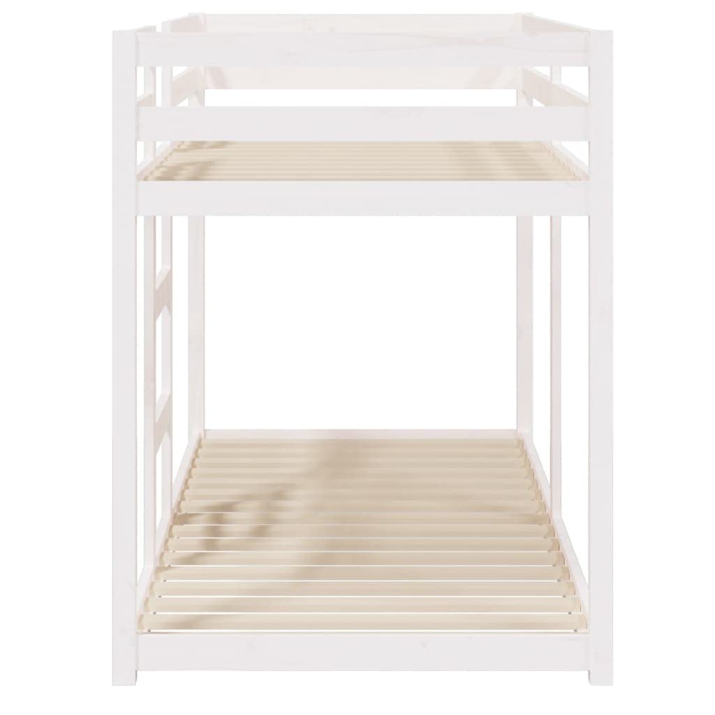 vidaXL Litera Cama Individual Doble Mueble Dormitorio Escalera Barandillas Protección Juvenil Niños Infantiles de Madera Maciza de Pino Blanca