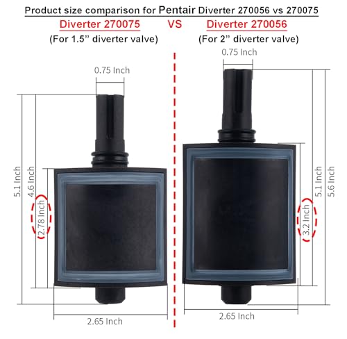 ATIE Pool Valve Diverter Assembly 270075 Replacement For Pentair 2 & 3-Way 1-1/2\" to 2\" Valves 263035 253036 263037 263038 ONLY (Not Compatible with Pentair 2\" Valves 263026 263027 263028 263029)