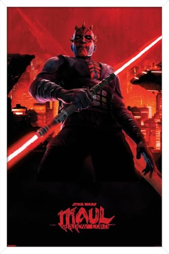 Trends International Star Wars: Maul Shadow Lord (2026) - Red City Wall Poster, 34L x 22.4W, White Framed Version
