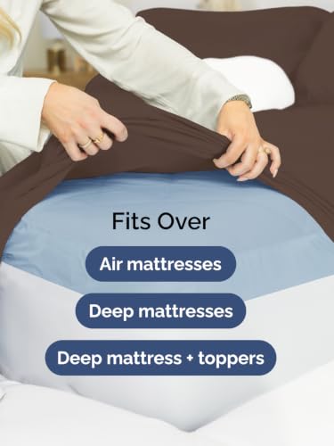 Image of Extra Deep Pocket Full Size Sheet Set - Breathable & Cooling - Brown
