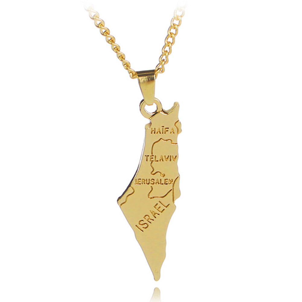 Lpitoy Women's Style 1 Israel Map Pendant Necklace For Men, Fashion Map Pendant Choker Necklace Jewelry, Israel Map Of Necklace For Men Map Jewelry Gift