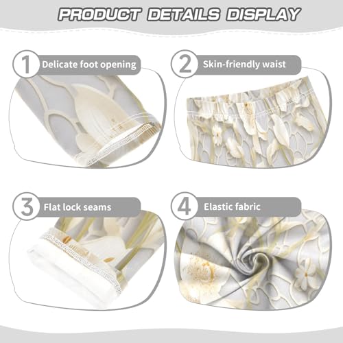 Bolaz Toddler Girls Leggings Printed Yoga Pants Leggings White Line Flower for Kids3