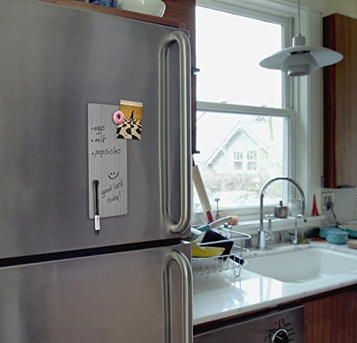 Three By Three Seattle 4 X 11 Inch Enlister Stainless Steel Magnetic Dry Erase Board With Pen For Memos, Photos, Lists, And More In Office, Home, Or School Décor (Silver) #TOP3