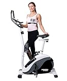 Miweba Sports Ergometer ME400 Trimmrad Cardio Heimtrainer - App Steuerung - 12 Kg Schwungmasse - Pulsgurt - Magnetbremse - LCD Display (Schwarz Weiß)