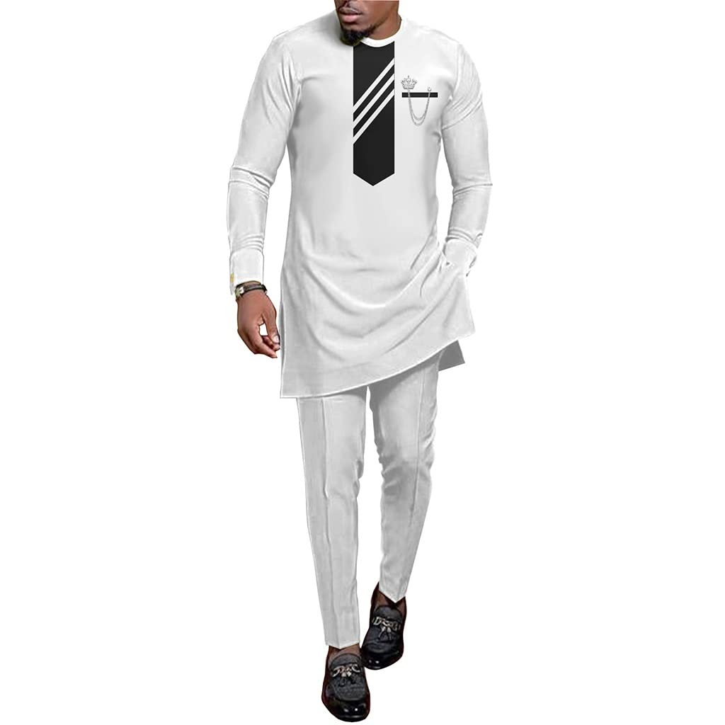 Costumes Africains Hommes Blancs pour Mariages et Cérémonies Slim Fit