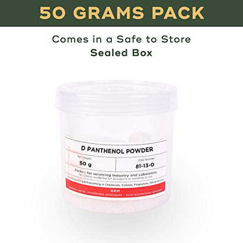 BRM Chemicals D Panthenol Powder - 50 Grams For Soap Making, Shampoo Making, Cosmetic Making & DIY Personal Care For Face, Hair, Skin & Body