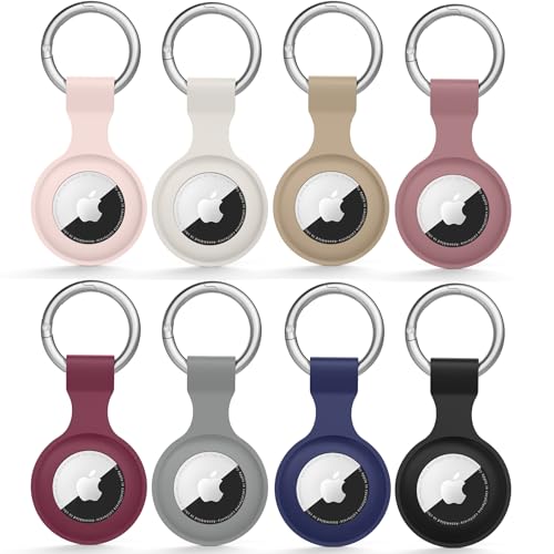 Fundas para Airtag Vancle silicona impermeable y llavero anti-pérdida pack de 8