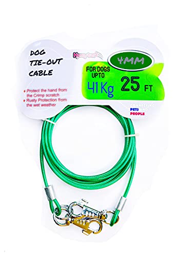 Hemster Agn Tie Out Cable Dogs Leash Vinyl,Alloy Steel,Metal With Extra O Ring Green Color(25 Feet|41 Kg)- (B092VH21NP) Amazon Price History, Amazon Price Tracker