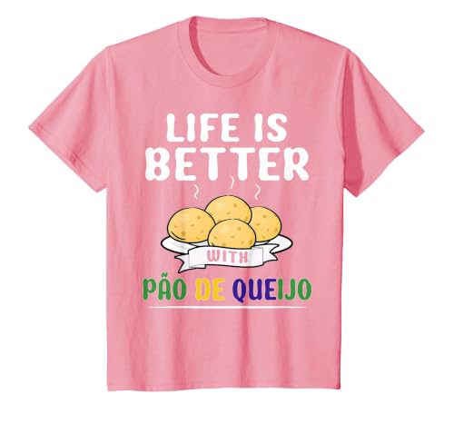 Pao de Queijo Flour Pan Lovers Brazilian Food Pao De Queijo T-Shirt, Youth, Pink, 3T