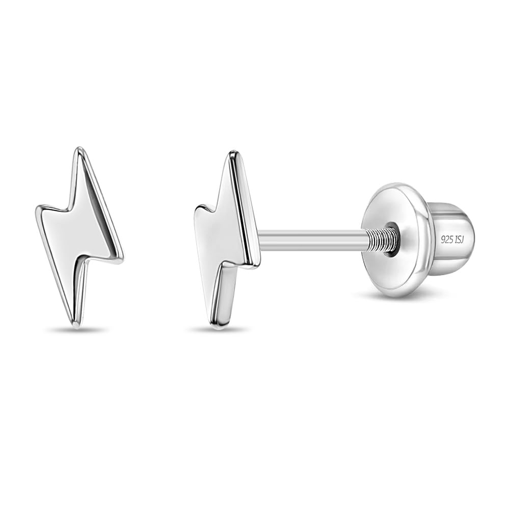 Pendientes de plata 925 pulida con forma de perno para niñas y adolescentes 6