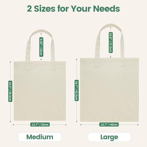 Carbrea 12-Pack Thin Canvas Tote Bags