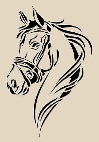 Horse Stencils, Large Format Wall Art Painting Stencil, Reusable Plastic Template (HORSE-10, S)