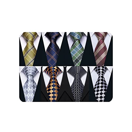 Men Tie Set Designer Plaid 8Pcs Multicolor Business Necktie Set Christmas Anniversary Luxury Gift #TOP9