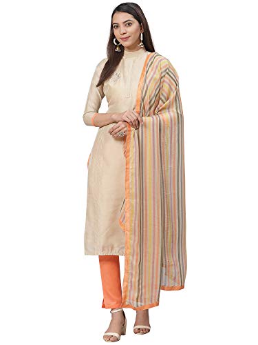 Image of AKHILAM Women's Chanderi Cotton Embroidered Unstitched Salwar Suit Material (Red 32DMK80 M Parent)