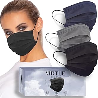 VIRTUE CODE Seamless Essentials Face Masks - Soft 3 Ply Comfort 50 Disposable Face Masks