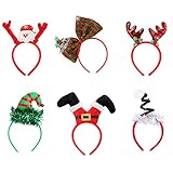 FRCOLOR 6 Pack Weihnachts Haarreifen Elf Rentiergeweih Paillettenbogen Santa Kopfbedeckung Haarbügel für Weihnachtsferien Partys Fotos Stand