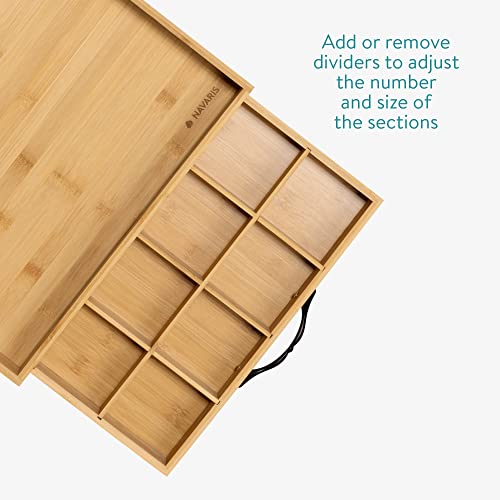 Navaris Bamboo Tea Box and Tray - 12 Compartment Tea Storage with Carry Tray and Bag Organizer Drawer by NAVARIS - Image 4