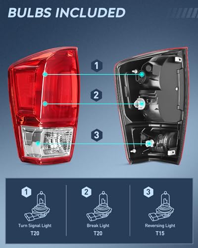 Image of Nilight Taillight Assembly Compatible with 2016 2017 2018 2019 2020 2021 2022 2023 Toyota Tacoma Rear Lamp Replacement OE Style Driver Side