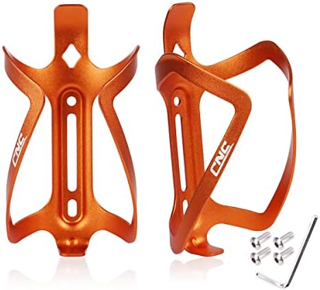 CNC Bike Water Bottle Holder, Aluminum Bike Water Bottle Cage for Road Bike/Mountain Bike 2-Pack，Orange