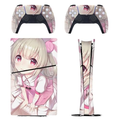 PlayStation 5 Slim/PS5 Slim �p �X�L���V�[�� �����A�j���� VTuber �C���^�[�l�b�g�~�[���̐\���q �{�̂ƃQ�[���R���g���[���[��p�X�e�b�J�[ �y�����݌v �f�W�^���E�G�f�B�V������p�z ���^�V�[�� �{�̕ی� �X���� ���B�� 