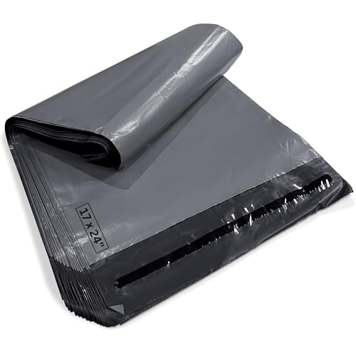 JeeJaan® 500 Pcs Grey Mailing Bags 17x24 (432 x 610) mm Large Poly Mailers Grey Packing Postage Bag - Envelope Courier Shipping Mailers Waterproof and Tear-Proof Postal Courier Bags