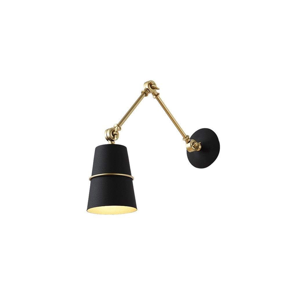 SXSCARKX Nordic Wall Light, Macaron Metal Modern Creative LED Lamp Black White Indoor Mounted Lantern Fixture Adjustable Simplicity Swing Arm Sconce for Bedroom Bedside Reading E27 Needed