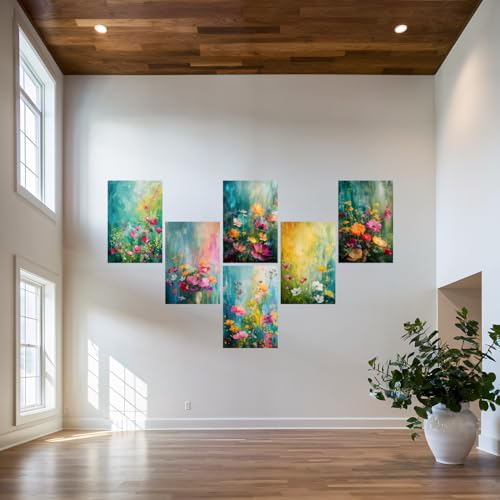 Image of SiddArtify Vibrant Floral Oil Painting Art Print Set - 300GSM Board - 8x12 Inch - Pack of 6 Wall Room Decoration art Poster Prints