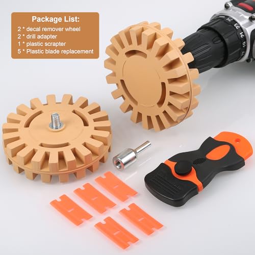 Starvortex 2skt Folienradierer Akkuschrauber, Ø100mm Klebereste Entferner Auto, Klebereste Entferner Auto, Klebereste Radierer Auto, Aufkleber Radierer Von KFZ, RVs, Boote, Von Vinyl