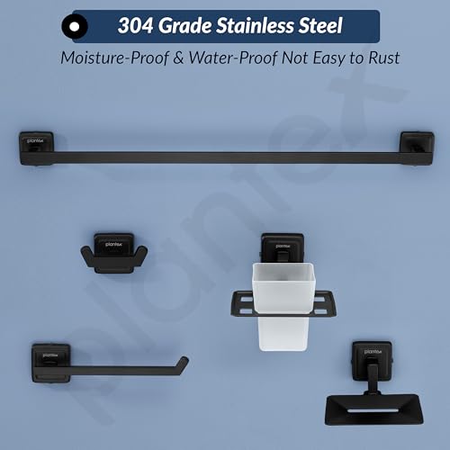 Image of Plantex 304 Grade Stainless Steel Towel Rod for Bathroom /Soap Holder /Napkin Ring /Tumbler Holder /Robe Hook /Bathroom Accessories, Decan (Black)
