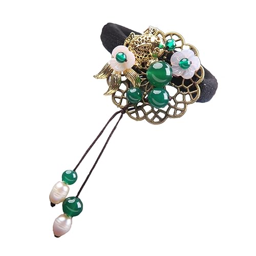 Élastique pour cheveux vintage Healvian orné d'une agate verte