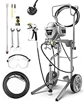 InoKraft MaXpray M3 Cart Airless Paint Sprayer, 227 Bar Max Pressure, Covers up to 9 m²/min, 551W Motor, Thinning-Free Paint Sprayer for Walls and Ceilings, 15 m Hose, Tip Extension & Accessories