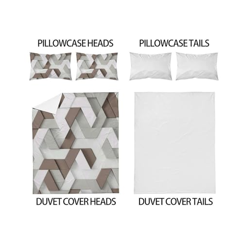 Parure de lit 3 pièces en pur coton édition limitée géométrique 3D