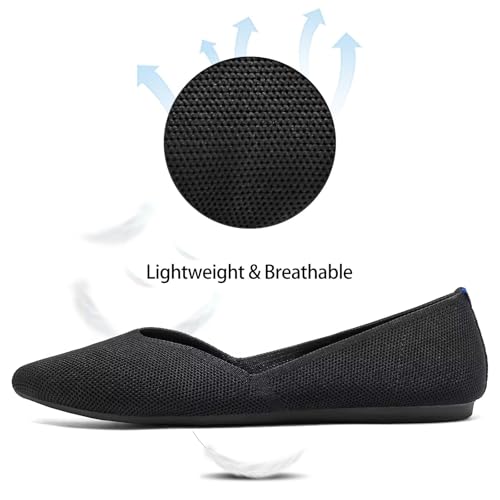 Frank Mully Womens Flat Shoes Classic Pointed Toe Flats Knitted Dress Shoes Soft Flats for Woman Comfortable Dressy3