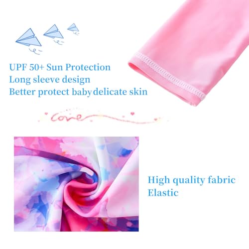 Image of UMELOK Girls Long Sleeve Rash Guard One Piece Swimsuits with UV Protection Sunsuit