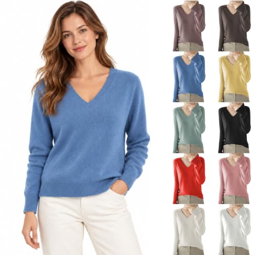 Women's Lightweight V Neck Sweater Loose Fit Long Sleeve Pullover 2026 - image 1