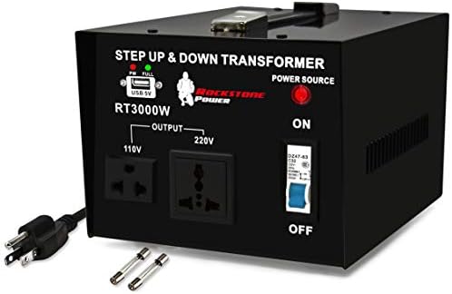 Rockstone Power 3000 Watt Heavy Duty Step Up/Down Voltage Transformer Converter - Step Up/Down 110/120/220/240 Volt - 5V USB Port - CE Certified [3-Year Warranty]