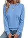 Syellowafter Womens Long Sleeve Shirts Crewneck Fall Tops Casual Loose Fit Basic Pullover Top Blue
