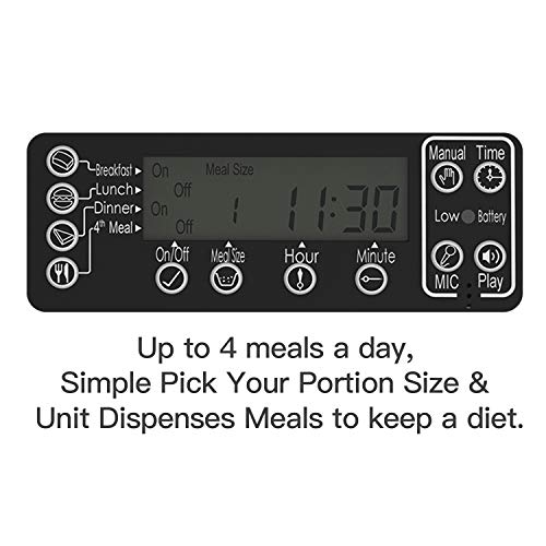 HICTOP Automatic Pet Feeder | Auto Cat Dog Timed Programmable Food Dispenser Feeder for Medium Small Pet Puppy Kitten - Portion Control Up to 4 Meals/Day M30 6L(Black)