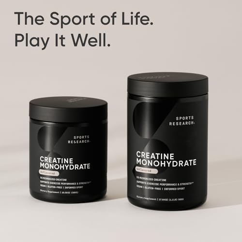 sports research creatine monohydrate - gain lean muscle improve performance and strength and support workout recovery - 5 g micronized creatine - 1746 oz