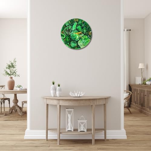Reloj de pared artesanal de ágata verde 12 pulgadas miniatura 3