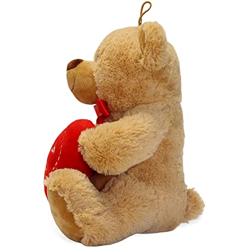 matches21 Teddybär mit Herz/Herzteddy Ich Pass Immer auf Dich auf Hellbraun/beige 25 cm Kuscheltier Schmusetier Geschenkidee