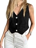 Imily Bela Womens Denim Vest Sleeveless V Neck Button Down Jean Waistcoat Jacket Y2K Summer Crop Tops